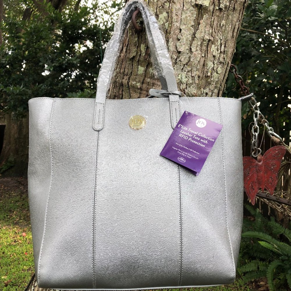Joy Mangano Metallic Leather Tote